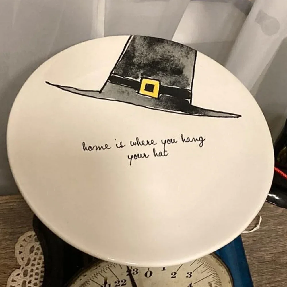 Rae Dunn Home is where you hang your hat Thanksgiving Ceramic Plate